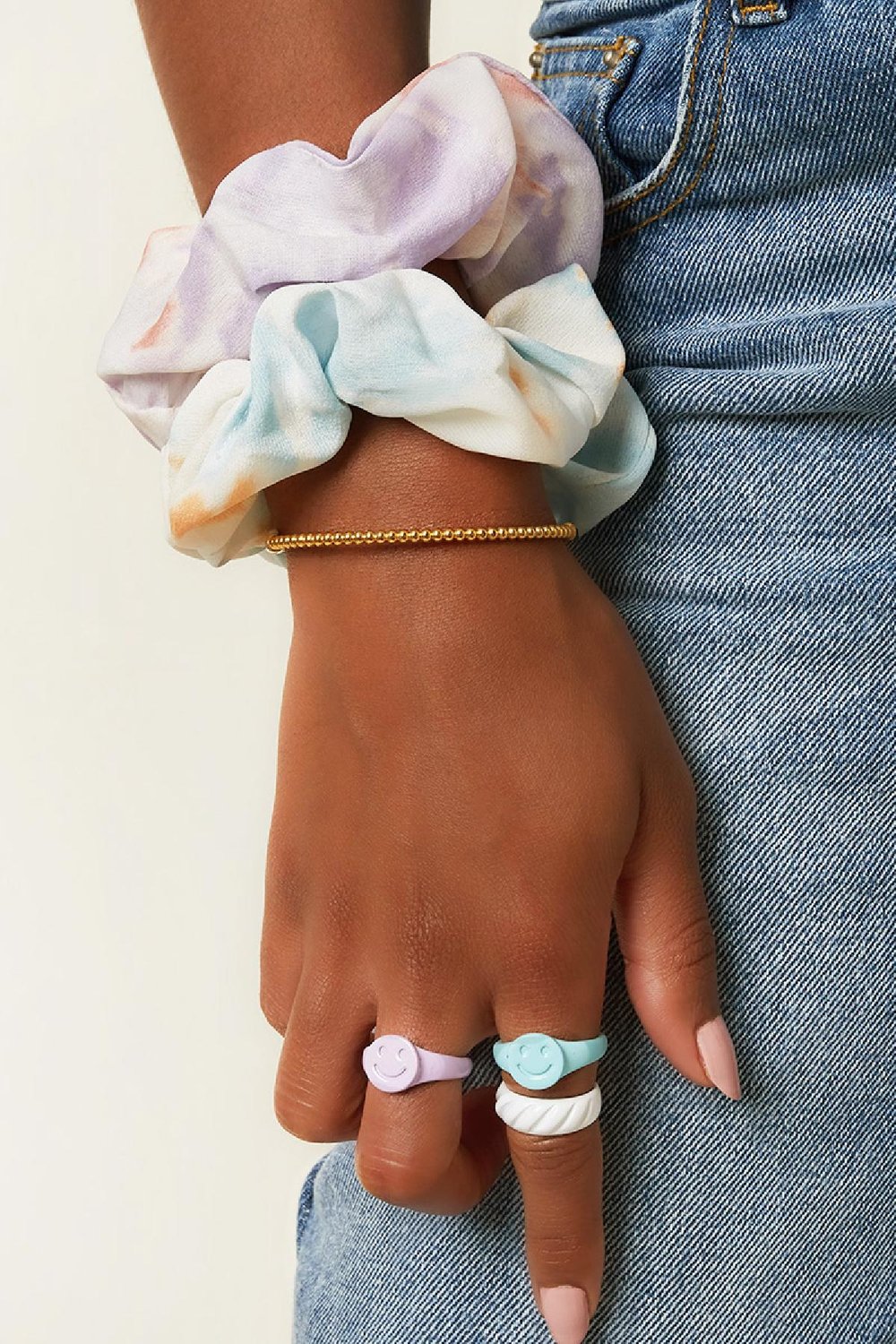 Scrunchie Batik mehrfarbig Gelb Polyester h5Bild2